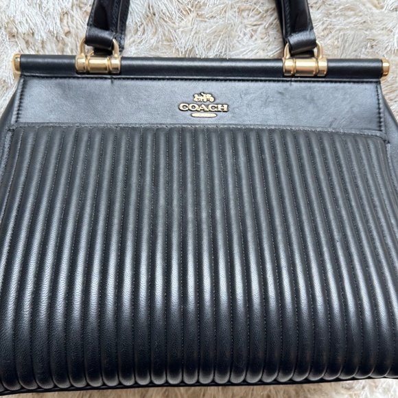 COACH Black Leather & quilted satchel w strap - Excellent condition - Authentic - Picture 2 of 11